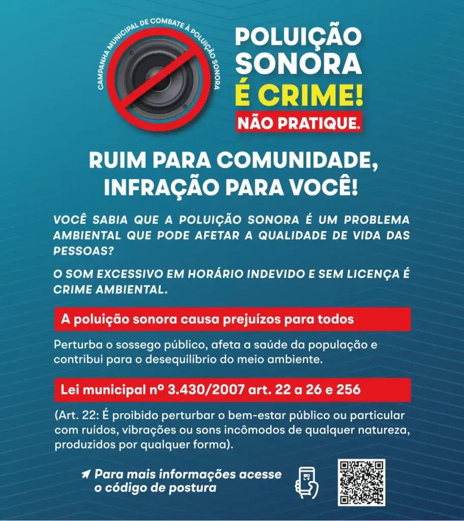 Flyer falando de poluição sonora