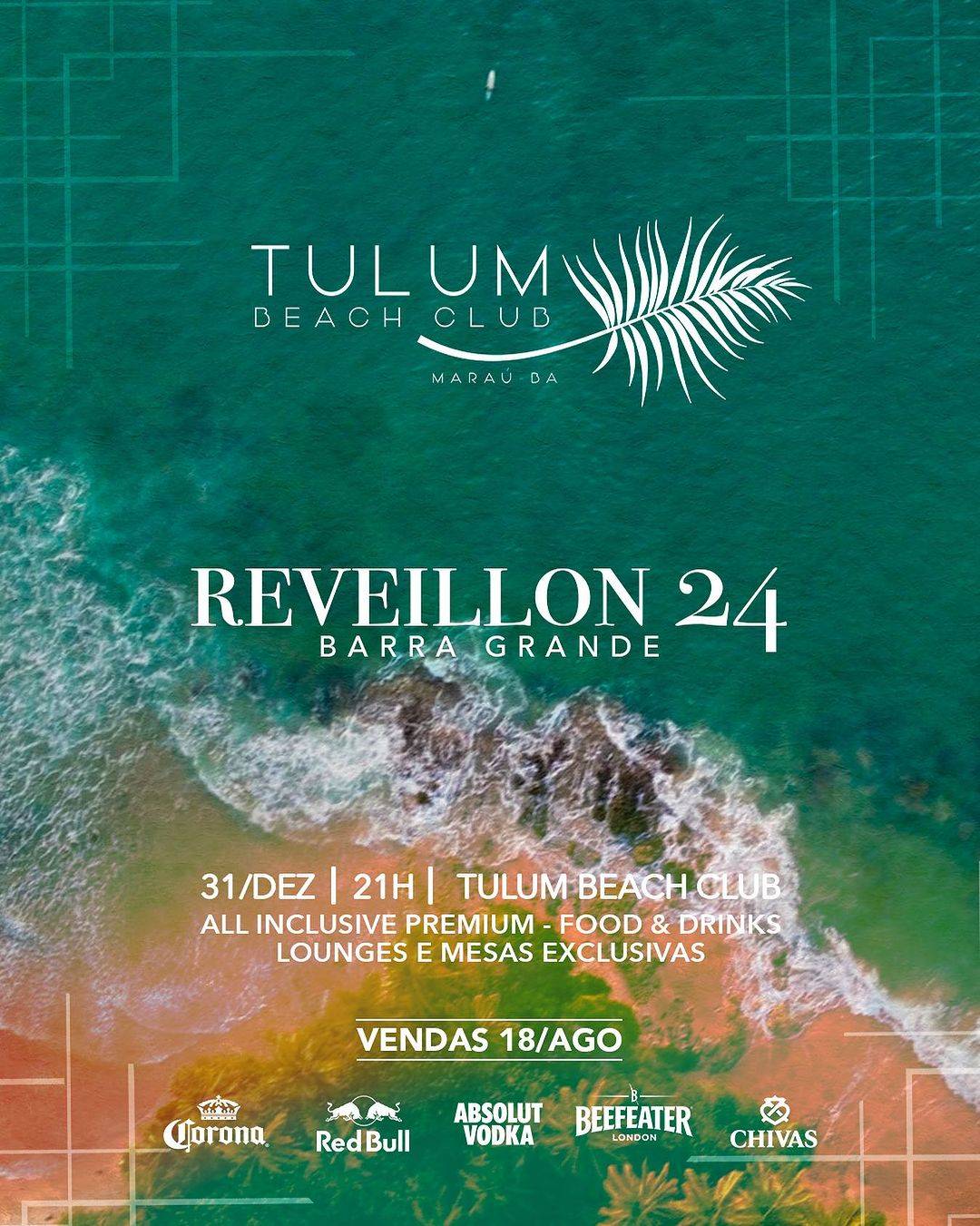 Réveillion Tulum Beach Club, Barra Grande, Bahia